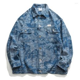 Men's Jackets Autumn Oversize Denim Jacket Men Graphic Baggy Coat Fashion Korean Streetwear Jean Outerwear Cowboy Tops Clothing Male Plus