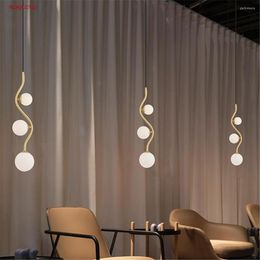 Chandeliers Postmodern Golden Tube Glass Ball Led For Kitchen Dining Room Table Home Decoration Indoor Hanging Lighting Fixtures