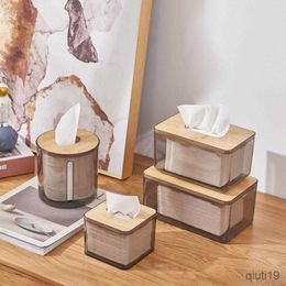 Tissue Boxes Napkins Simple Tissue Box Bamboo Lid Bathroom Toilet Paper Dining Table Napkin Holder Pumping Box Restaurant Coffee Table Storage Box R230715