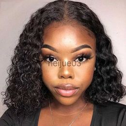 Synthetic Wigs Deep Wave Short Bob Wigs 13x4 Lace Front Human Hair Wigs Curly Bob Lace Closure Wig Pre Plucked With Baby Hair For Black Women x0715