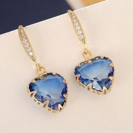 Hoop Earrings Trendy Hook Gold Colour Colourful Heart Vintage Simple Crystal For Women Drop Party Jewellery Gift Wholesale