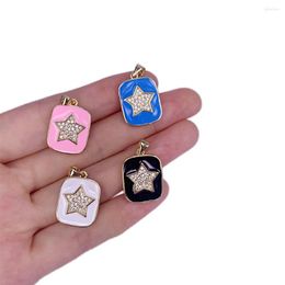 Pendant Necklaces Fashion Colourful Geometric Star Oil Drop Enamel CZ Cubic Zirconia Copper Plated Necklace Accessories For Women Jewellery