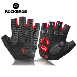 Sports Gloves ROCKBROS Touch Screen Cycling Bike Gloves Autumn Spring MTB Bike Bicycle Gloves GEL Pad Shockproof Half Finger Mittens Gloves 230715