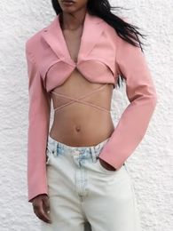 Women s Suits Blazers TRAF Sexy For Women Cropped Coats Jacket Spring Summer Casual Outfits 2023 Fashion Chic Blazer 230715