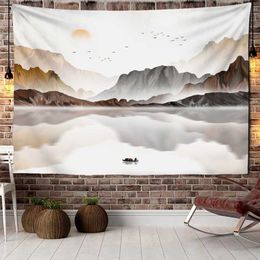 Tapestries Dome Cameras Sunset Mountain Tapestry Wall Natural Landscape Bohemian Hippie Witchcraft Mysterious Home Decor