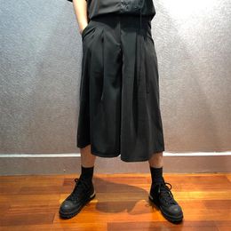 Men's Pants Casual Wide Leg Style Dark Trend Solid Colour Summer Fashion Personalised Capri Straight Skirt