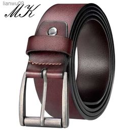 Maikun Genuine Leather Belts For Men For Jeans Trousers Men's Casual Vintage Alloy Pin Buckle Second Layer Leather Belt L230704