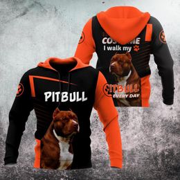 Men's Hoodies Drop Love Pitbull Dog 3D All Over Printed Mens Autumn Hoodie Unisex Casual Pullover Streetwear Jacket Tracksuits DK248