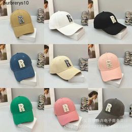 Korean style rhinestone R Baseball cap fashion casual versatile hardtop Baseball cap ins net red hole fashion Baseball cap