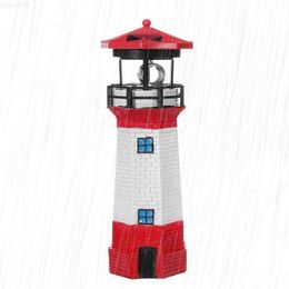 Garden Decorations Solar Rotating Lighthouse LED Waterproof Outdoor Sensor Light Highbrightness LED Lamp Beads Garden Landscape Decoration Lamp L230715