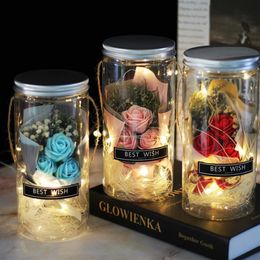 Soap Rose LED Soap Flower Plastic Bottles Wedding Artificial Flower Valentines Day Mothers Day Christmas Gift313S