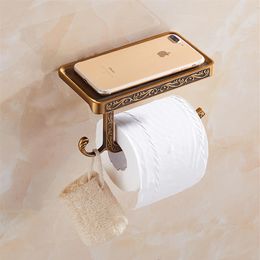 European style antique bathroom phone shelf carved surface roller paper holder aluminium toilet paper holder with hanging hooks255x