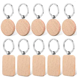 Keychains 10 Pcs Wood Blanks Tags Keyrings With Wooden Pendants