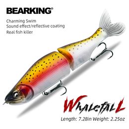 Baits Lures BEARKING Top Fishing Lure 185mm 64g 2.25oz Jointed minnow Wobblers ABS Body with Soft Tail SwimBaits soft lure for pike and bass 230715