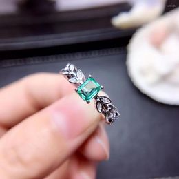 Cluster Rings Leaf Shape Emerald Gemstone Ring For Women Jewelry Natural Gem Real 925 Silver Ornament Party Anniversary Gift Birthstone