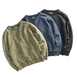 Men's Hoodies Winter Simple Solid Color Round Neck Thick With Velvet Fashion Heavyweight Pure Cotton Couple Pullover Sweater