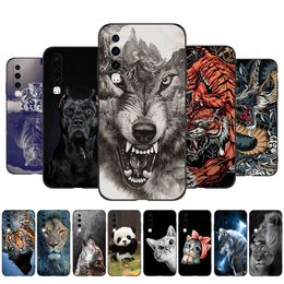 For Huawei P30 Case Phone Back Cover Black Tpu Case Lion Wolf Tiger Dragon