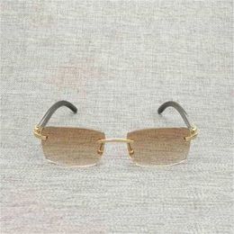 Brand Sunglasses Vintage Black White Buffalo Horn Rimless Men Natural Wood Square Glasses Frame Women Wooden Shades Oculos EyeglassesKajia New