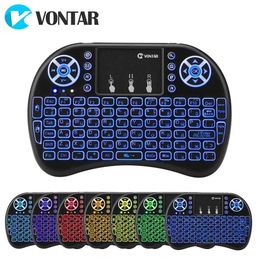 Keyboards VONTAR i8 Wireless Keyboard Russian English Hebrew Version i8 2.4GHz Air Mouse Touchpad Handheld for Android TV BOX Mini PC 230715