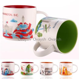 14oz Capacity Ceramic Starbucks City Mug American Cities Coffee Cup with Box Chicago314H