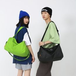 lu Women Gym Bag Casual Large Shoulder Bag Roomy Nylon Duffel Bag Shopping Bags Waterproof With Shoe Compartment Green Black