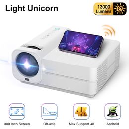 Other Electronics Light Unicorn T28 1080P full HD 13000 Lumens LED Video Projector 4K Android 5G WiFi 300Inch Home Cinema Theatre Smart TV Beamer 230715