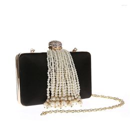 Evening Bags Luxury Gold Rhinone Tassel Clutches Women Chain Diamond Beaded Shoulder Bag Wedding Party Clutch Purse WY159