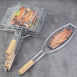 BBQ Tools Accessories bbq Barbecue net roast fish Duck meat clip Grilled fish net Grilled hamburger net tool stainless steel grilling Iron basket 230715