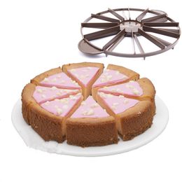Cake Tools Practical Round Cake Pie Slicer 10/12 Cake Dividers Sheet Guide Cutter Server Bread Slice Knife Baking Accessories 230715