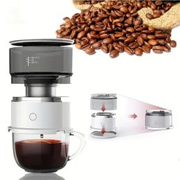 1pc, Electric Coffee Pot, Battery Powered Automatic Coffee Machine, Travel Car Coffee Maker, Mini USB One-Touch Pour Over Drip Coffee Maker With Stainless Steel Philtre