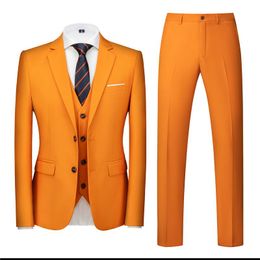 Jackets 16 Colours ( Jacket + Vest + Pants ) Men's High Quality Formal Business Slim Fit Mens Suit Best Groom Wedding Tuxedos 3 Piece Set