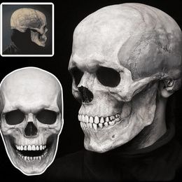 Halloween Party Full Head Skull Mask with Movable Jaw Scary Latex Adult Size Cosplay Masquerade Masks260J