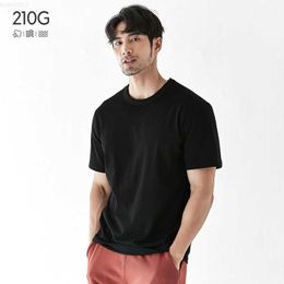 Men's T-Shirts Heavy system solid Colour cotton round neck men's and women's short sleeve T-shirt tide men's top L230715