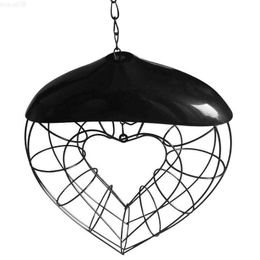 Garden Decorations Bird Feeder Outside Bird Feeder In Heart Shape Bird Feeding Container Block Roof Squirrel-proof Decoration Garden Patio Yard L230715