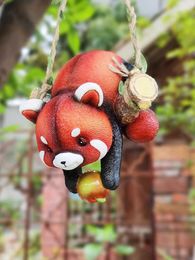 Garden Decorations Cute Resin Raccoon Statue Carrying Food Climb Rope Outdoor Animal Sculpture For Home Office Garden Balcony Decor Craft Gift L230715