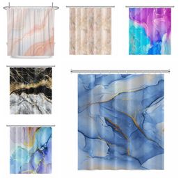 Shower Curtains Marble pattern texture shower curtains abstract gradient bathroom waterproof polyester bathroom curtains with hooks for home decoration 230714