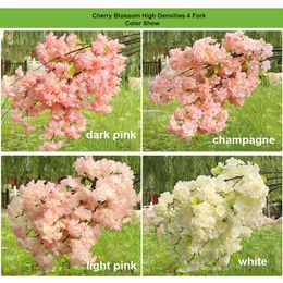 High Density 3 4 5 Fork Fake Cherry Blossom Branch Begonia Flower Tree Stem For Event Wedding Tree Decoration Artificial Decorativ316a