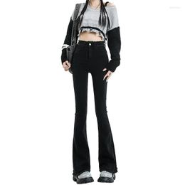 Jeans da donna Y2K Pantaloni skinny in denim svasato alla moda coreana da donna Pantaloni neri da donna a vita alta Harajuku vintage Streetwear