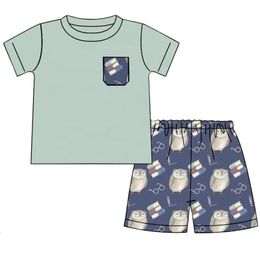 Clothing Sets School Season Summer Clothes Embroidered Applique Short Sleeve Top And Plaid Shorts Boys Back to 230714