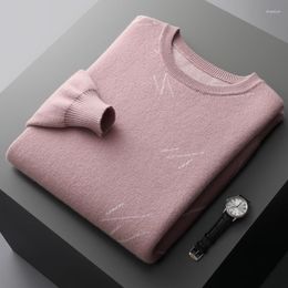 Men's Sweaters LHZSYY Cashmere Wool Sweater O Neck Thickened Pullover Autumn And Winter Warm Jacquard Casual Business Long Sleeve Top