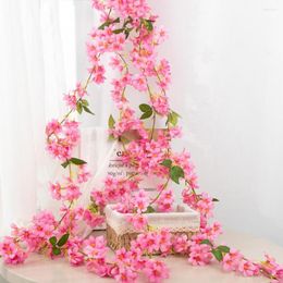 Decorative Flowers Artificial Cherry Fake Blossoms Flower Garland Ivy Hanging Vine Decor Suitable For Wedding Decoration Performance Stage