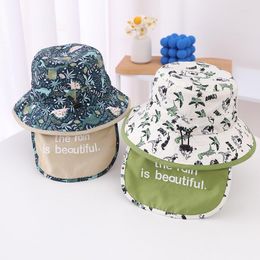 Berets Quick-drying Spring Autumn Children's Bucket Hat Cartoon Print Sun For 1 To 4 Years Old Baby Girls Boys Outdoor Beach