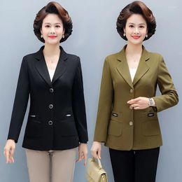 Women's Suits Mom Spring Autumn 2023 Suit Jacket Short Solid Color Coat Middle-Aged Elderly Female Thin Small Blazer Trend Overwear