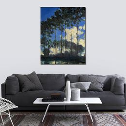 Handmade Artwork Canvas Paintings by Claude Monet Poplars on The Banks of The Epte Modern Art Kitchen Room Decor