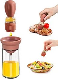 Storage Bottles Jars Oil Spray Bottle With Silicone Brush 2 In 1 Dropper Measuring Dispenser For Kitchen Baking BBQ Grill Pastry Brushes 230714