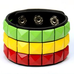 New Stylish Rivet Studded Bracelet PU Leather Punk Bracelet Male Famale Cuff Bangle Snap Button Bracele Wristband Jewelry