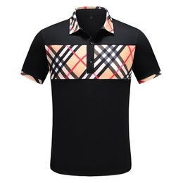 Summer new multi-embroidered polo shirt for men Fashion design ribbed sleeve split hem Stretch polo top for menM-XXXL