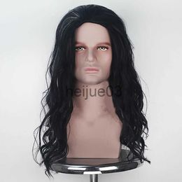 Synthetic Wigs HAIRJOY Synthetic Hair Wigs Male Long Curly Middle Part Black Dark Brown Wig for Man x0715