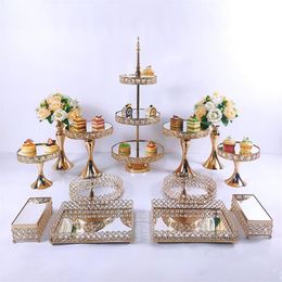 3pcs-13pcs Cake Stand Set Beautiful Tray 3 Tier Gold Cupcake Dessert Display Decoration Tools Wedding Crystal Acrylic Mirror Other2283