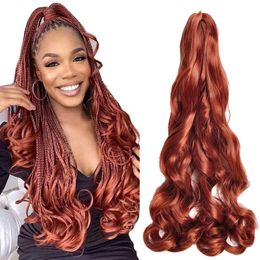 24 inch french curly braiding hair ginger Loose Wavy Pre Stretched Synthetic Spiral Curly Crochet Braiding Hair Synthetic 75g/pack LS04